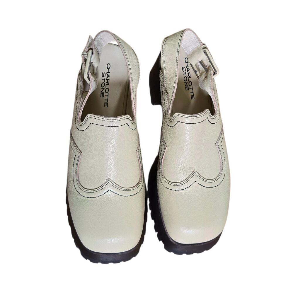 Charlotte Stone Oat Cream Loni Slingback Platform Clog Shoes Size 9 - Picture 2 of 9